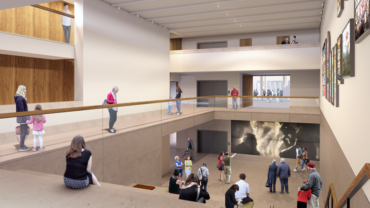 Artist impression of people sitting on inside staircase